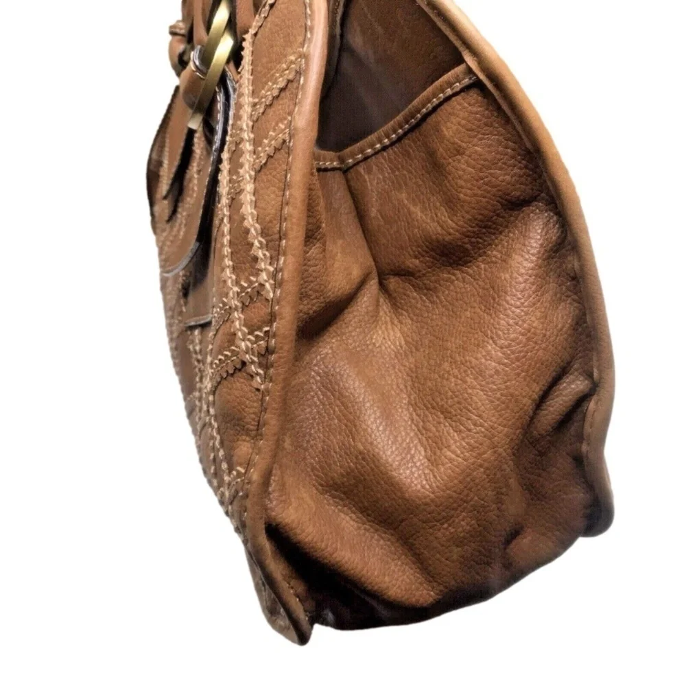 Gianni Bini Brown‎ Genuine Leather Purse Shoulder Bag Tote Hobo Satchel